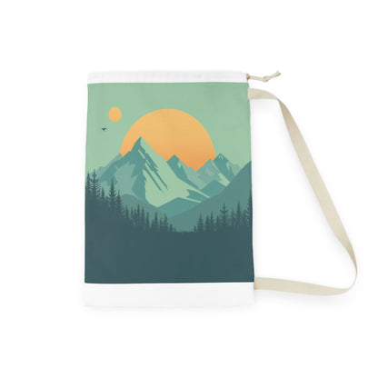 Mountain Dream Laundry Bag - Minimalist mountain landscape design for stylish organization while doing laundry