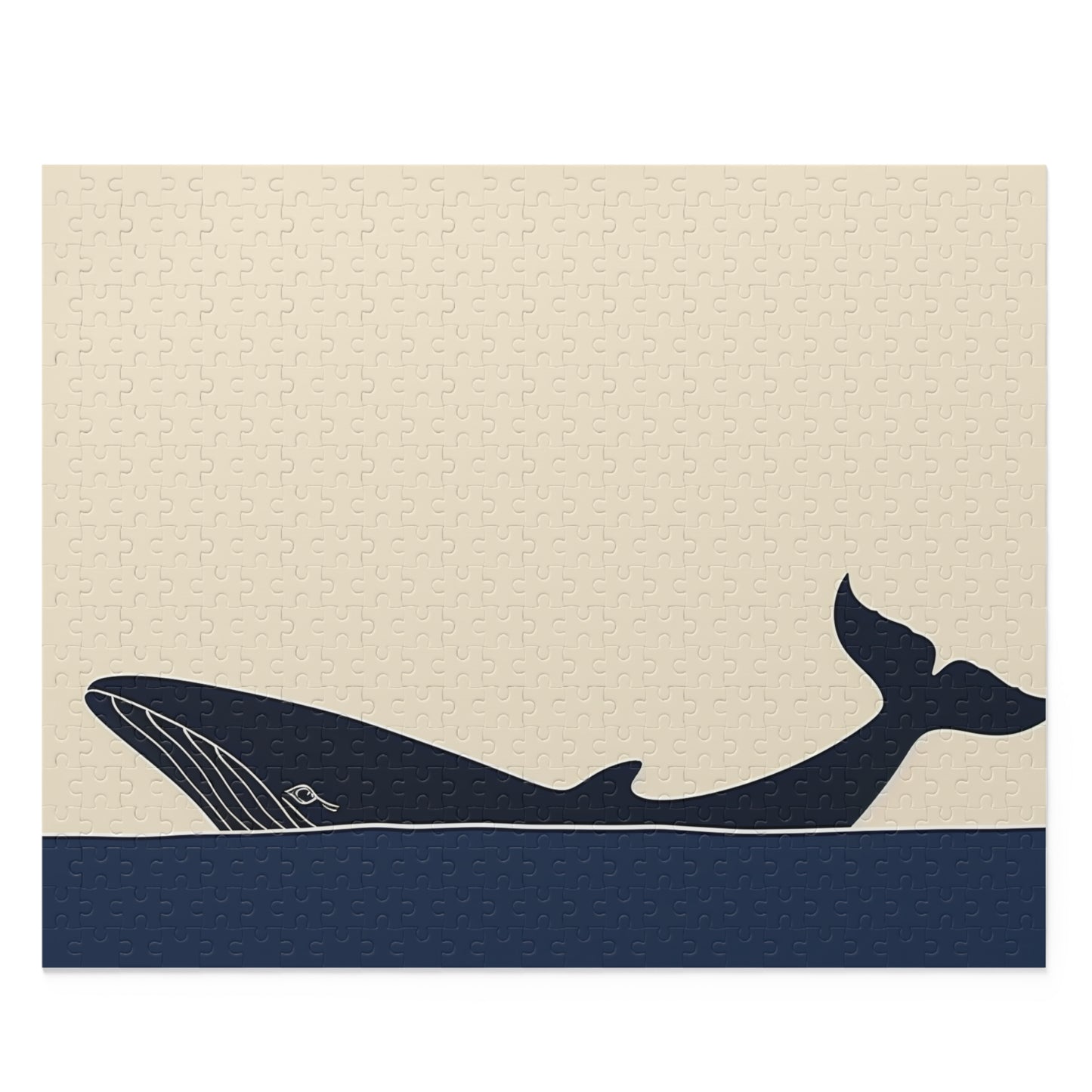 Minimalist Ocean Whale Jigsaw Puzzle - Dive deep with serene whale in tranquil ocean waters