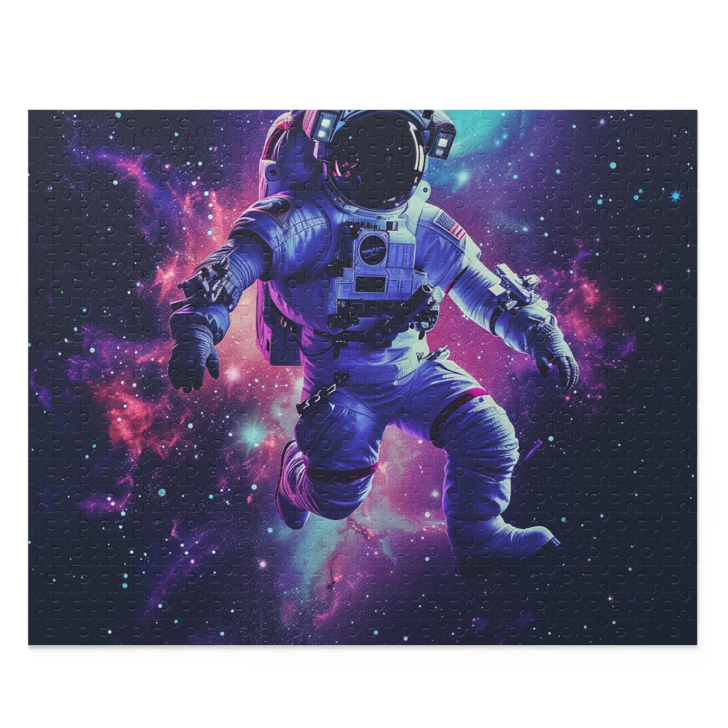 "Explore the cosmos with our Galactic Astronaut Jigsaw Puzzle - piece together stunning space imagery for an out-of-this-world adventure!"