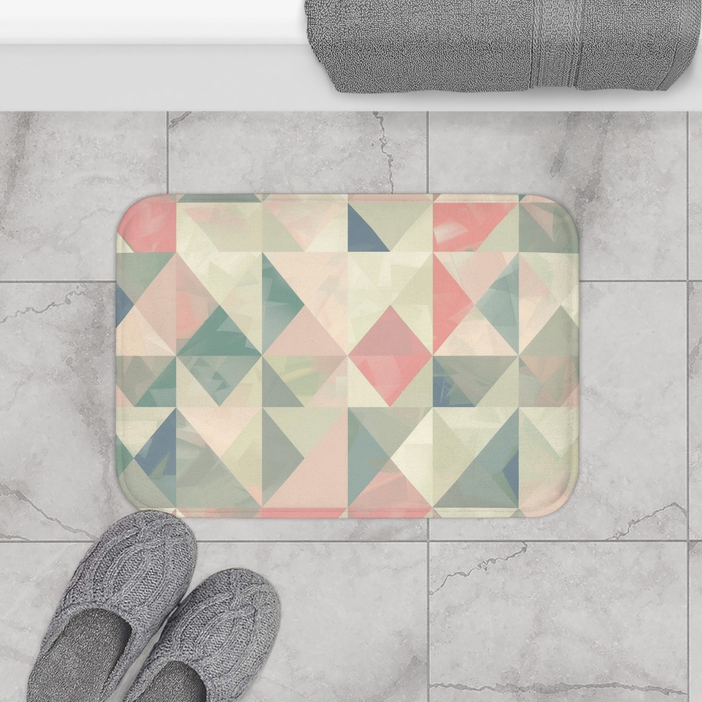 Peachy Geometric Bath Mat