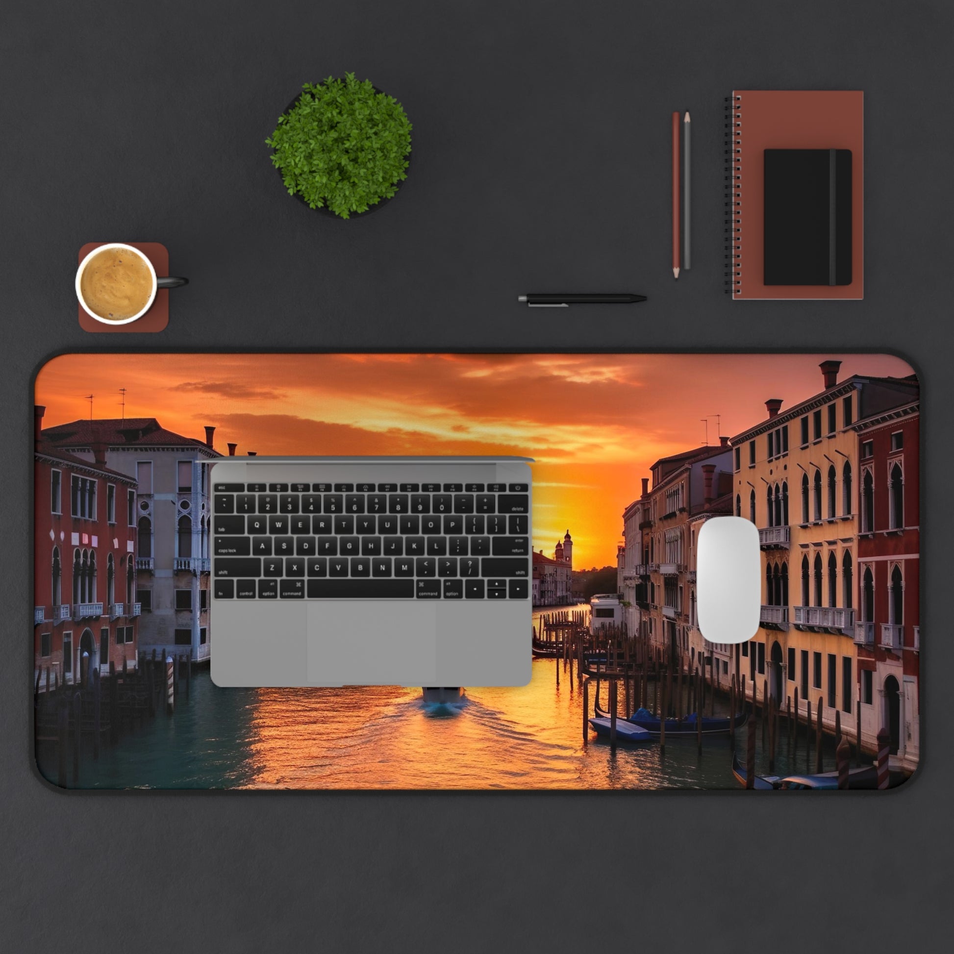 "Venice Italy-inspired Desk Mat - Elegantly enhance your workspace with a stunning photo of Venice, Italy for organization and inspiration."