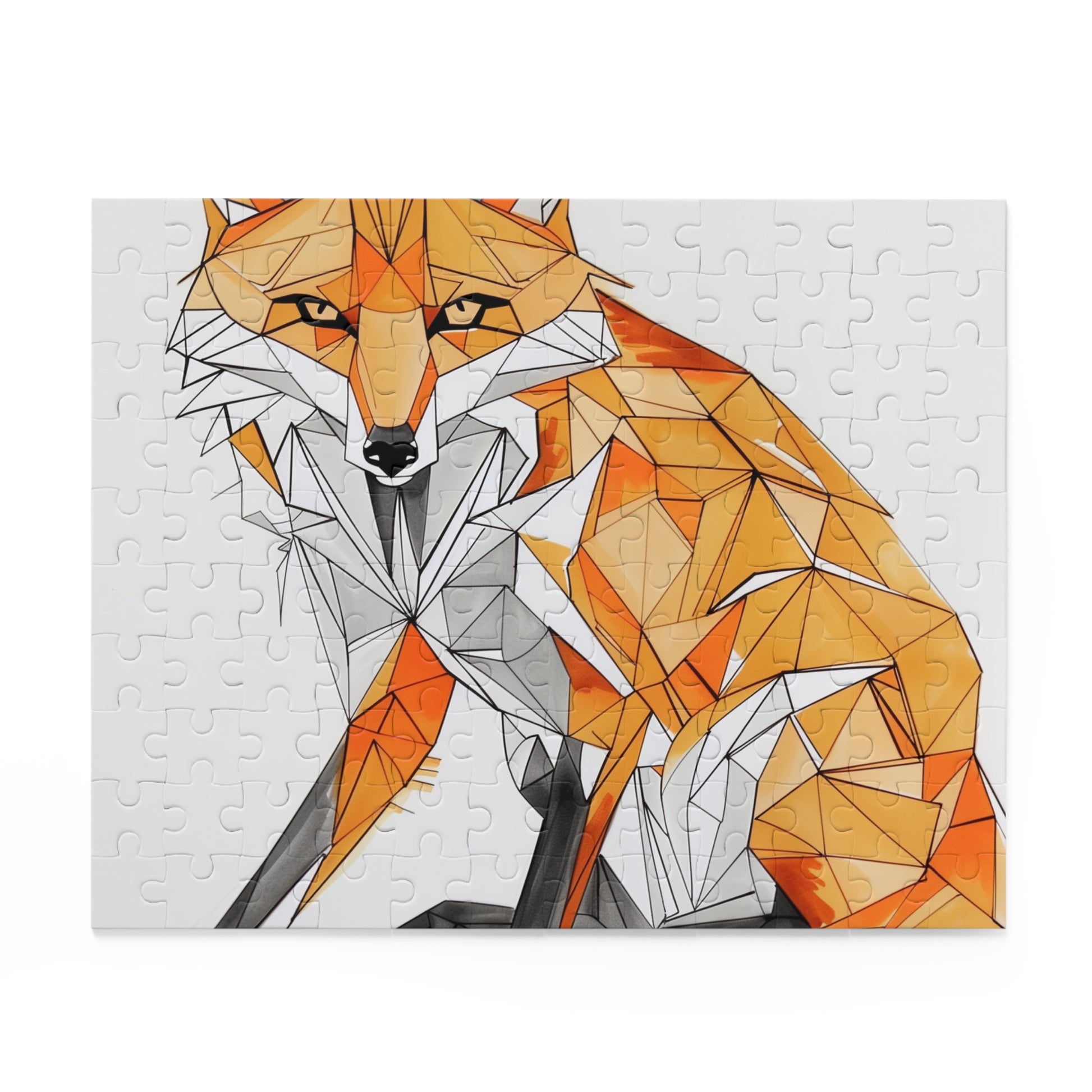 "Angular Fox Geometric Puzzle - Intricate jigsaw with striking fox design, perfect for hours of entertainment and relaxation"