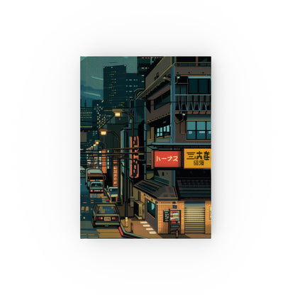 "Pixelated Odyssey 8-bit journal for gaming enthusiasts – high-quality, stylish, and nostalgic notebook for jotting down thoughts and high scores"