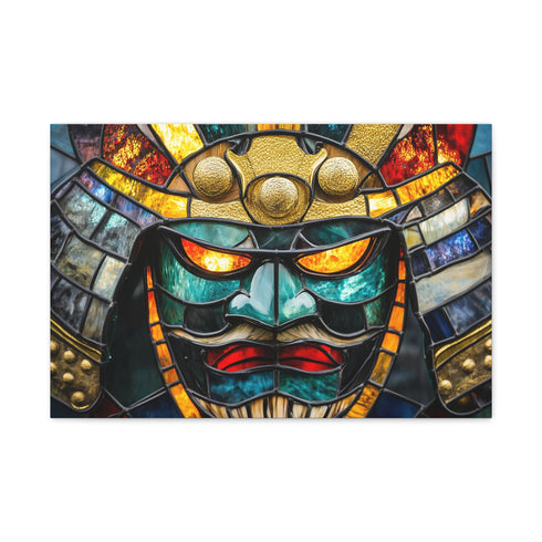 Stained Glass Samurai Mask — Canvas Wall Art — Front Gallery-Wrapped Canvas View