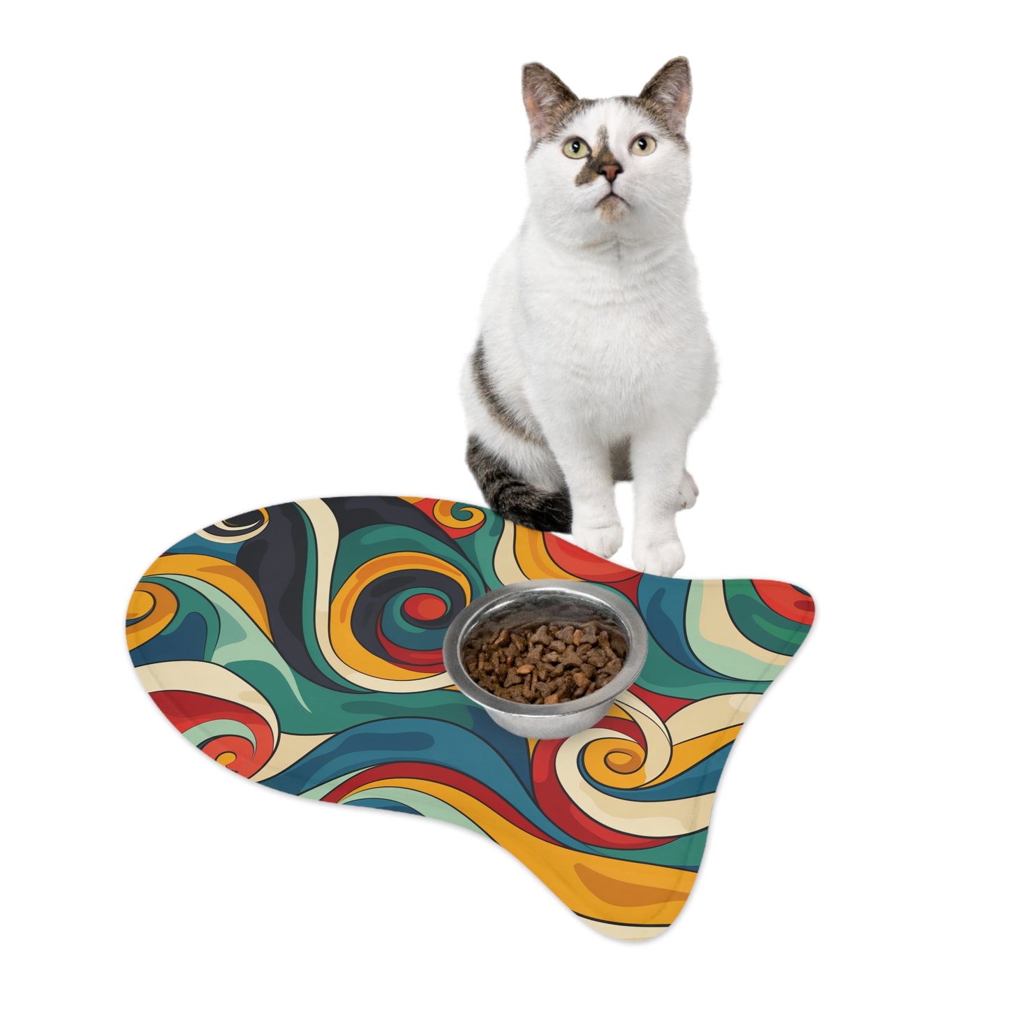 Retro Waves Pet Feeding Mat: Vibrant and Stylish!