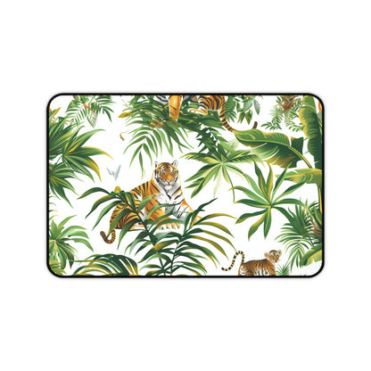 "Safari Tiger Desk Mat - Jungle Safari themed desk accessory with majestic tigers, ideal for a wild workspace adventure"