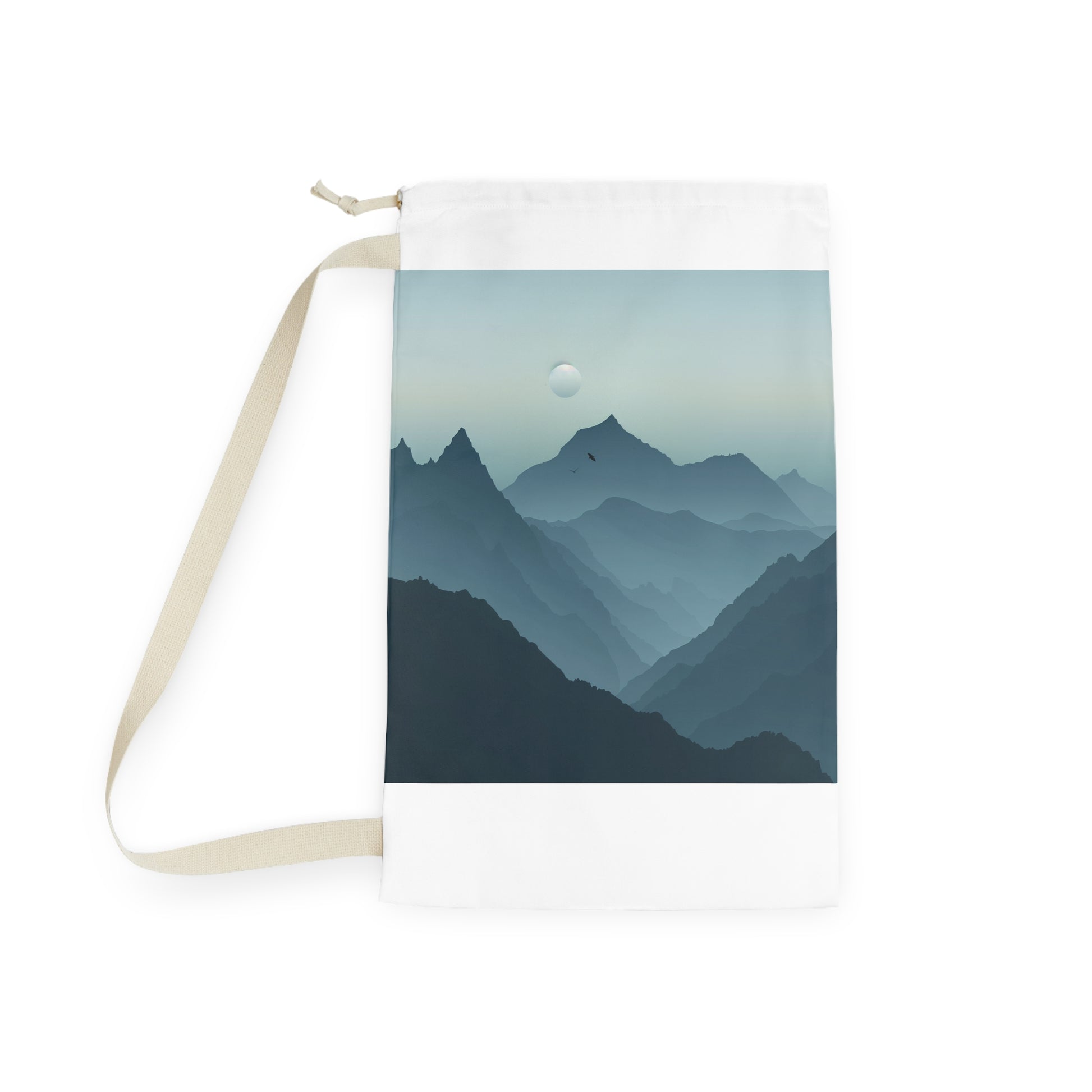 "Mountain View Laundry Bag with Serene Landscape Design - Perfect for Storing and Transporting Laundry in Style"