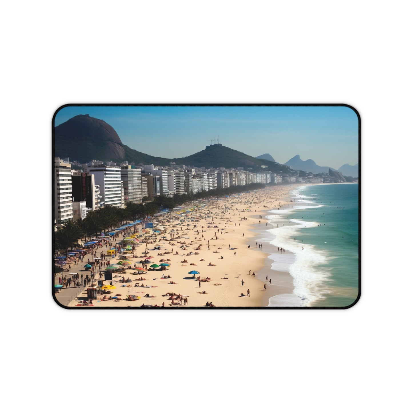 Rio Beach Desk Mat - Add vibrant energy to your workspace with this stylish mat featuring a stunning Rio Beach image. Brighten up your desktop and spark creativity!