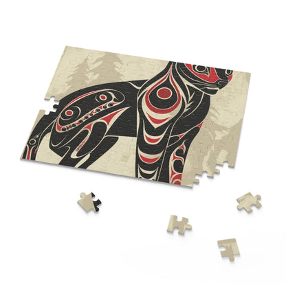 "Unique Tribal Animal Totem Jigsaw Puzzle with Intricate Artwork - Celebrate Nature and Tradition"