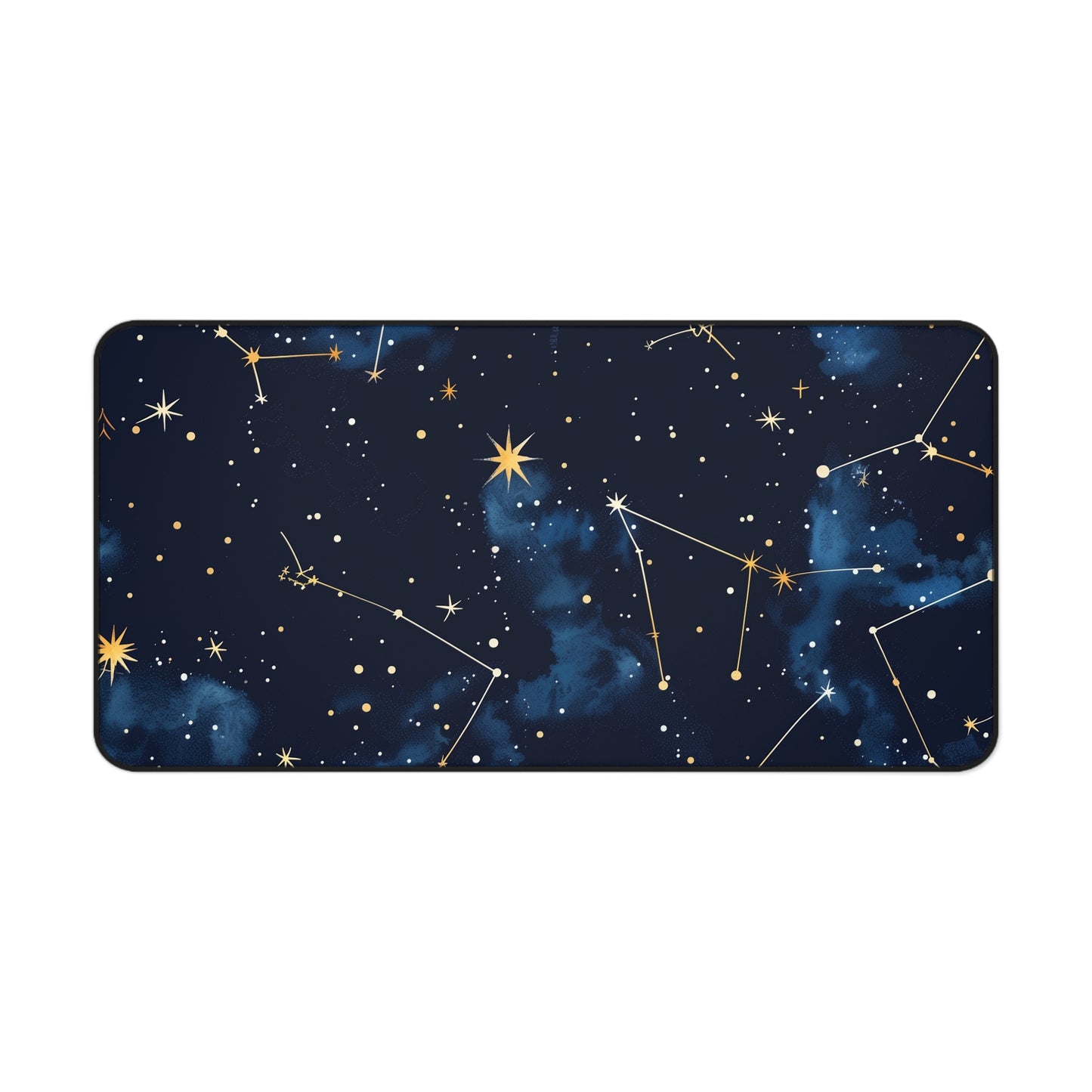 Galactic Constellation Desk Mat - Enhance your workspace with celestial beauty, seamless star pattern. Ideal for inspired work.