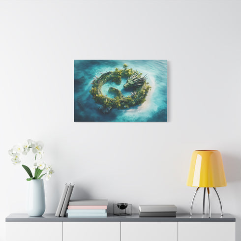 Tropical Island Shaped Like a Dragon — Canvas Wall Art — Product Detail View 7