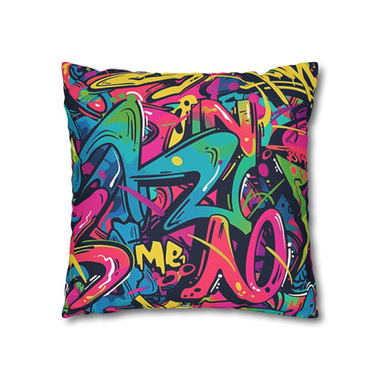 Neon Urban Graffiti Pillowcase - Brighten your bedroom with edgy urban cool vibes.