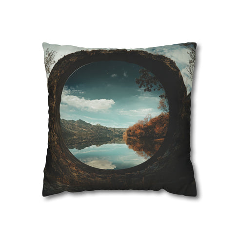 Mirror Reflecting a Different Universe — 40×40 Cushion Cover — Front 40×40 cm Square Cushion View