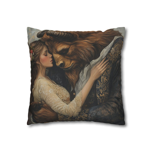 Beauty and the Beast — 40×40 Cushion Cover — Double-Sided Back & Concealed Zip Detail