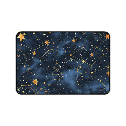 "Starry Night Desk Mat - Constellation Stars Pattern for Inspired Workspace Organization"