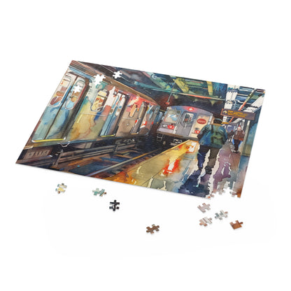 "NYC Subway Watercolor Puzzle: Dive into the energy of New York City with this stunning jigsaw puzzle"