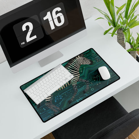 Techno Zebra Running Through Circuits — XL & XXL Desk Mat — Product Detail View 7