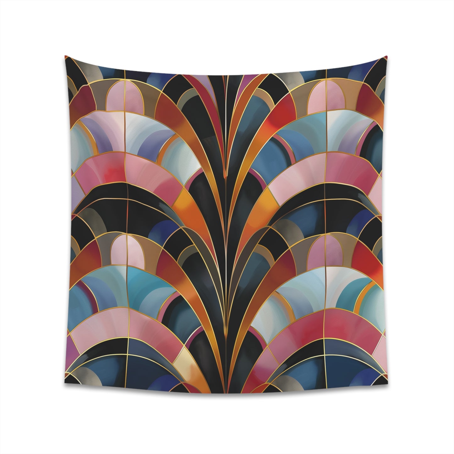 Abstract Art Deco Tapestry with Bold Geometric Shapes and Vibrant Colors | High-Quality Material, Stylish Design | Perfect Gift Option | Available in 34" x 40" and 57" x 57" Sizes