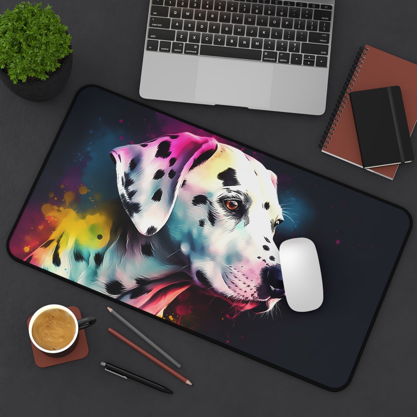 "Dalmatian Dream Desk Mat - Add charm and style to your workspace with this durable desk accessory"