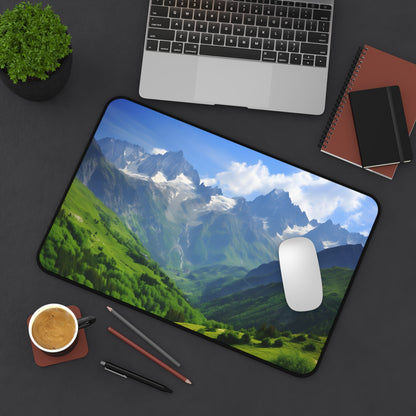 "Alpine Desk Mat Collection - Serene French Alps view for nature-inspired workspace"