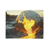 Crumbling Planet Leaking Golden Lava — Plush Fleece Throw Blanket — 300 GSM Plush Coral Fleece Texture Close-Up