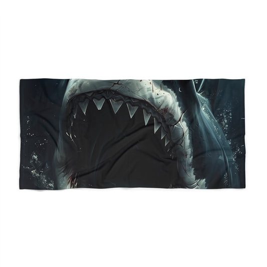 this beach towel is a must-have for any shark enthusiast or beach lover. Bring a touch of the sea wherever you go with this Jaws Shark Painting Beach Towel. 

Stay stylish and dry with this Jaws-inspired shark beach towel. Featuring a striking painting of a shark ready to make a splash in the ocean