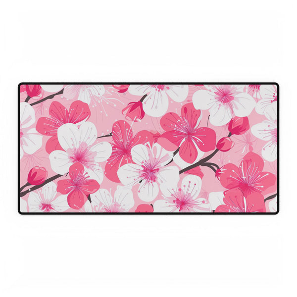 Japanese Pink Cherry Blossom Sakura — XL & XXL Desk Mat — Full Top-Down Artwork View