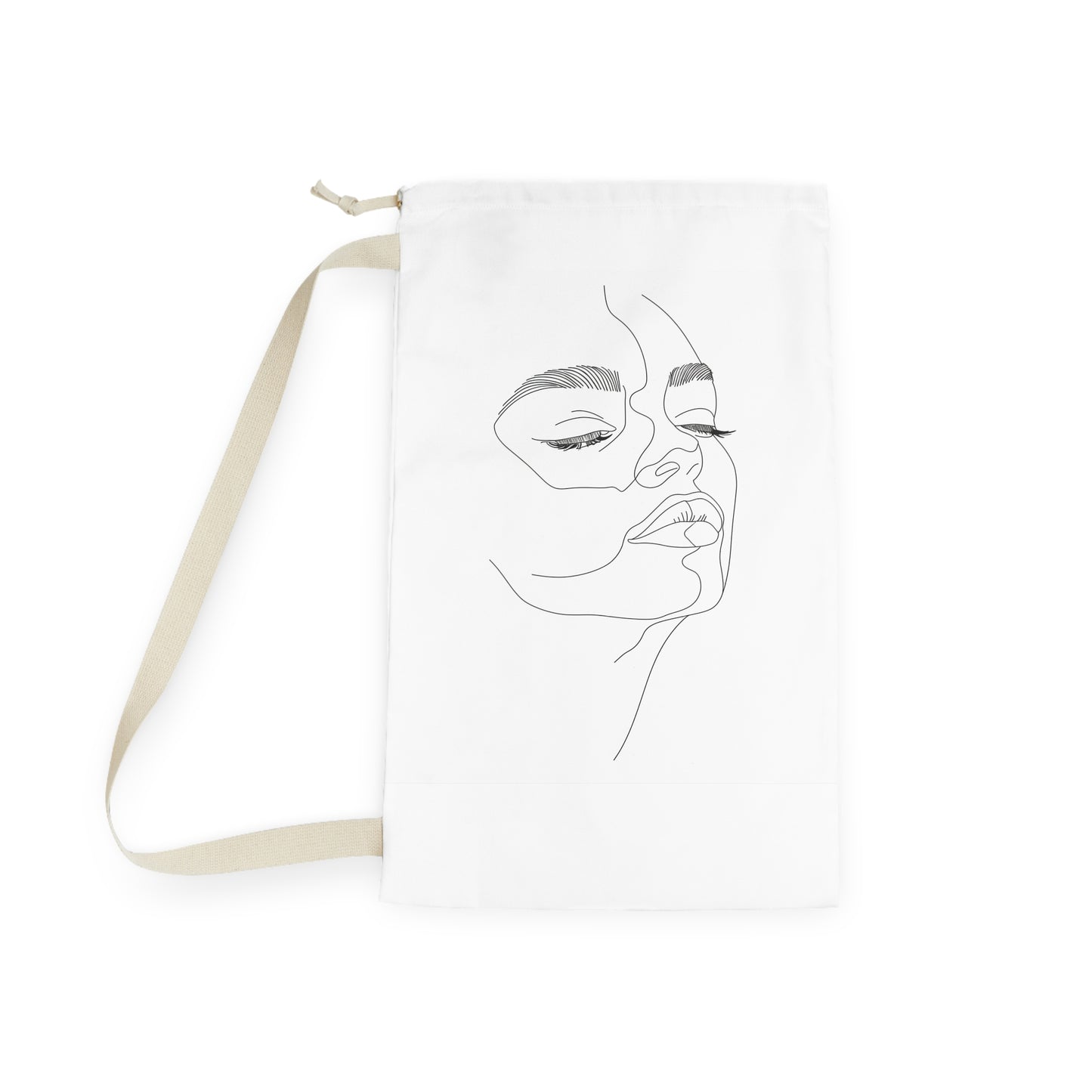 "Minimalist abstract face laundry bag for stylish and organized modern home decor"