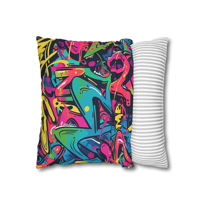 Neon Urban Graffiti Pillowcase - Vibrant seamless pattern in bright neon colors for a cool urban vibe