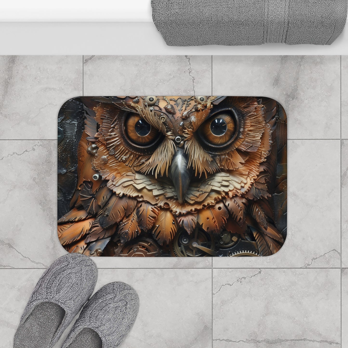 Gear & Feather Bath Mat | Bath Mats | Bath, Bathroom, Home & Living, Indoor, Sublimation | Prints with Passion