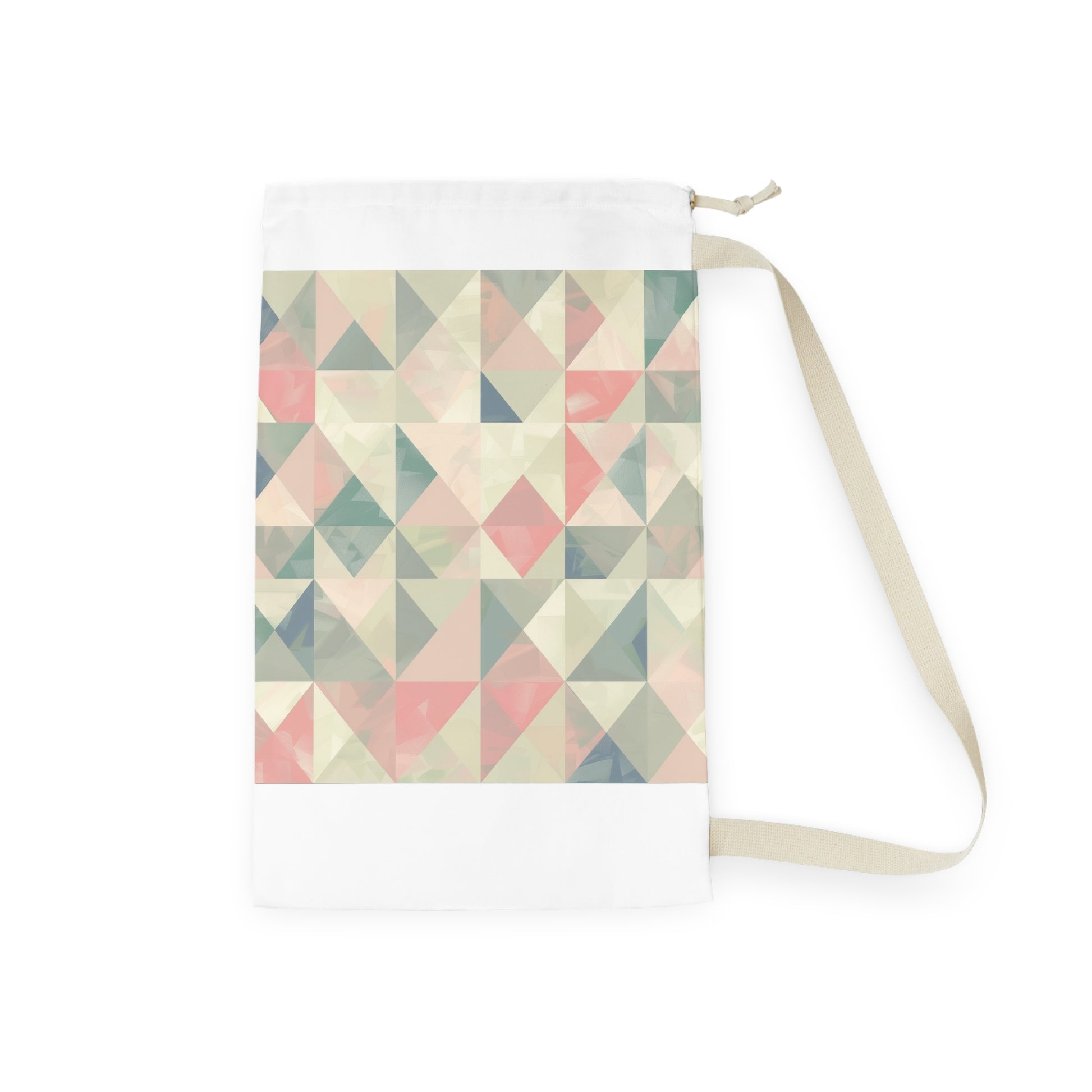 "Pastel geometric laundry bag for stylish laundry organization"