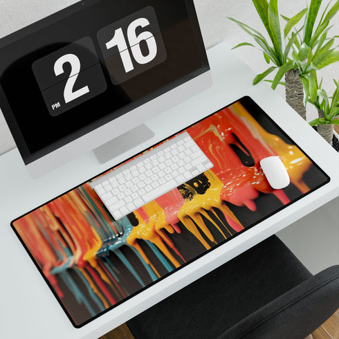Dripping Paint Forming Universe — XL & XXL Desk Mat — 3mm Non-Slip Natural Rubber Base Detail