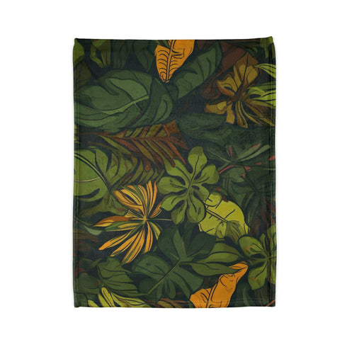 Nordic Woodland Forest Botanical Seamless Plush Fleece Throw Blanket - View 4 | Prints With Passion