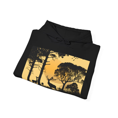 Whispering Pines: Embrace the Tranquility of the Forest in This Delicate Deer Silhouette Hoodie