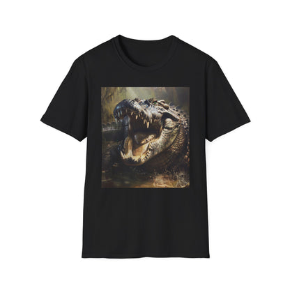 Silent Hunter: Crocodile's Gaze Captured on Canvas | T-Shirt | DTG, Hoodies, Men's Clothing, Regular fit, Unisex, Women's Clothing | Prints with Passion