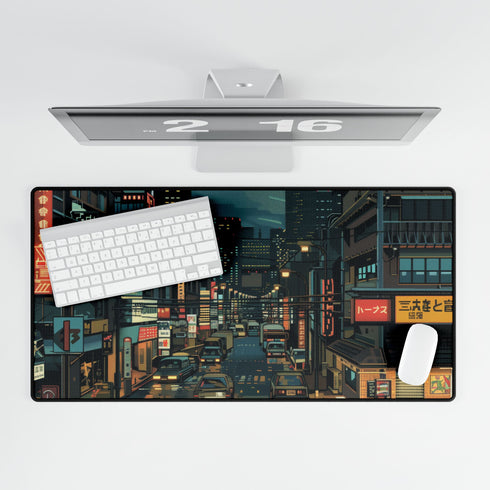 80s Retro 8-Bit Arcade Pixels — XL & XXL Desk Mat — Product Detail View 5