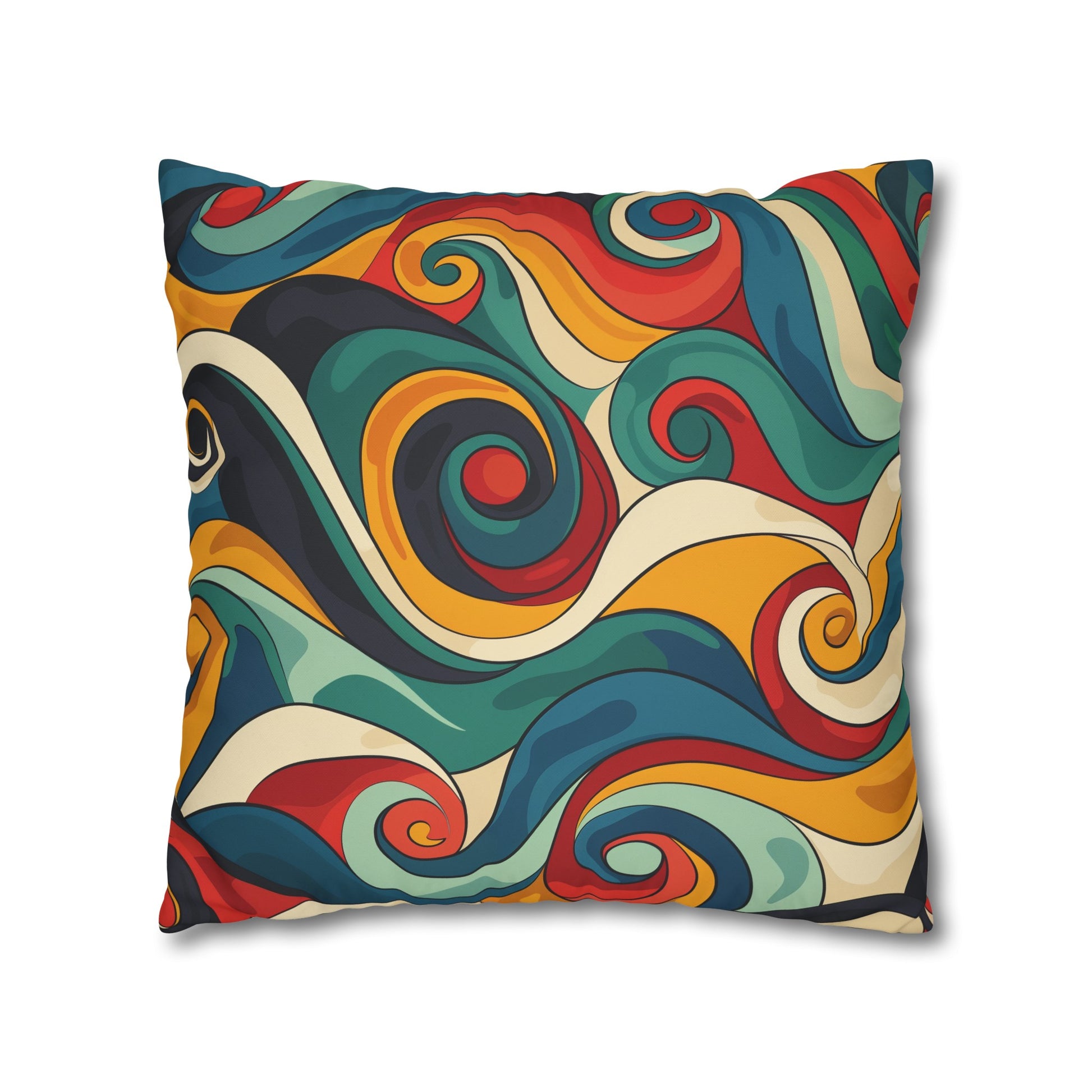 "Vintage Vibes Pillowcase with Retro Waves seamless pattern in vibrant colors, adding retro-chic style to your décor"