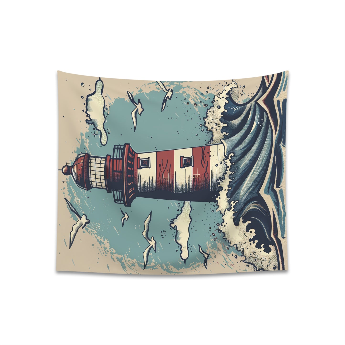 "Ocean's Embrace Lighthouse Tapestry - Coastal Paradise Decor for All Seasons"