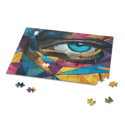 "Colorful urban graffiti jigsaw puzzle with vibrant street art designs"