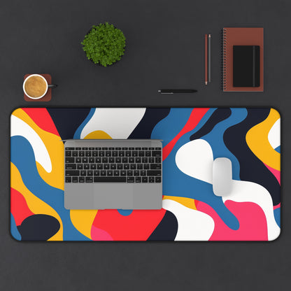 "Abstract bold bright desk mat with modern seamless pattern, elevate office aesthetics"