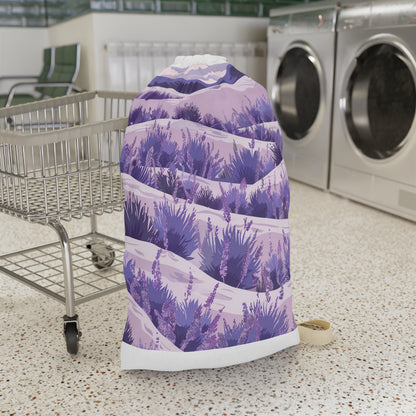 "Relaxing Lavender Fields Laundry Bag - Seamless pattern of fragrant lavender flowers, practical and beautiful design"