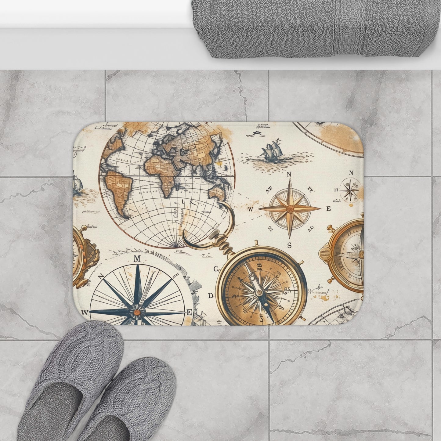 Vintage Maps Bath Mat