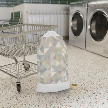 "Pastel Geometrics laundry bag - modern seamless pattern in soft colors, keep laundry organized and stylish"