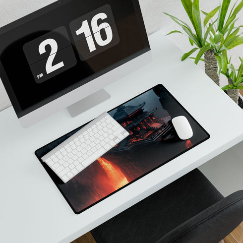 Levitating Temple Above Lava River — XL & XXL Desk Mat — Product Detail View 7