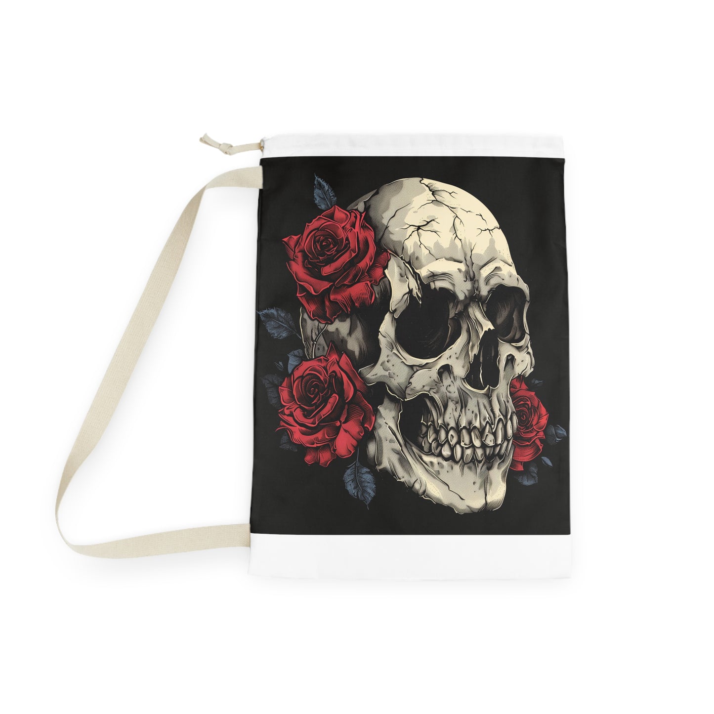 Gothic Skull and Rose Laundry Bag - Dark romance for laundry day lovers