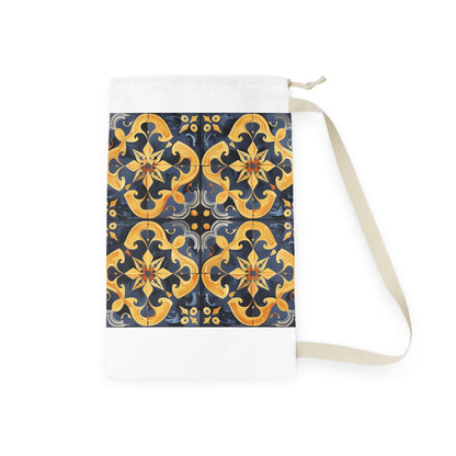 "Artisan Tiles seamless pattern laundry bag, elegant addition to laundry routine"