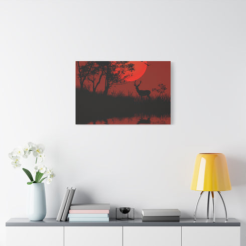 Nature Wildlife Silhouette Deer — Canvas Wall Art — Product Detail View 7