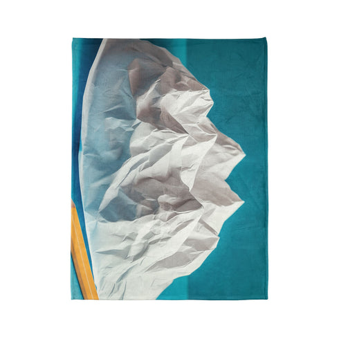 Paper Planet with Pencil Mountains Plush Fleece Throw Blanket