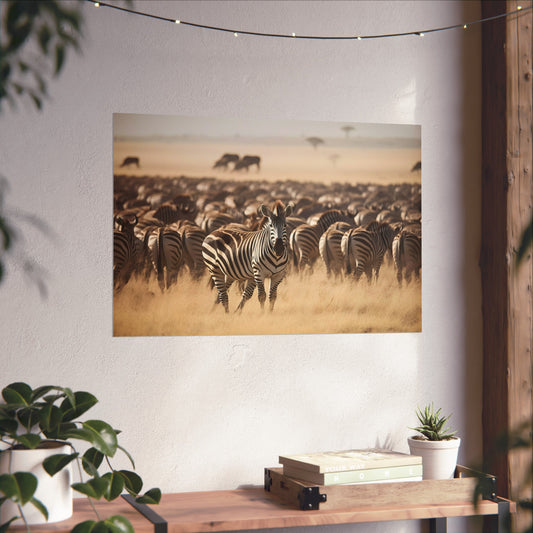 golden landscape of the Serengeti is a true masterpiece. Perfect for wildlife enthusiasts and art lovers alike. Printed on premium-quality material