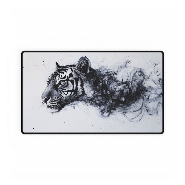 Tiger Made of Swirling Ink — XL & XXL Desk Mat — Gaming & Workspace Desk Setup View